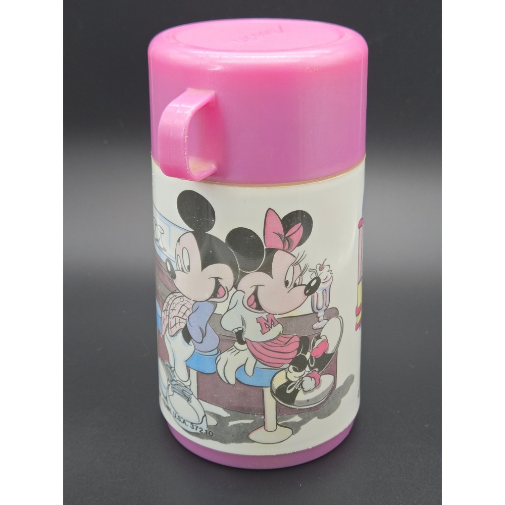 Vintage Disney Mickey Minnie Mouse 8oz Thermos Aladdin Pink Diner Jukebox 37210